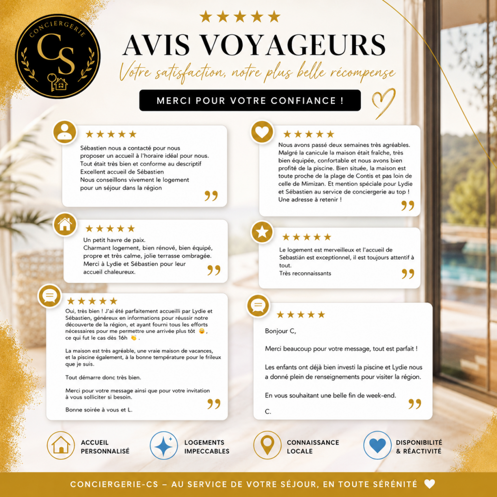 Nos avis voyageurs 2026 - BLOG - Conciergerie-CS